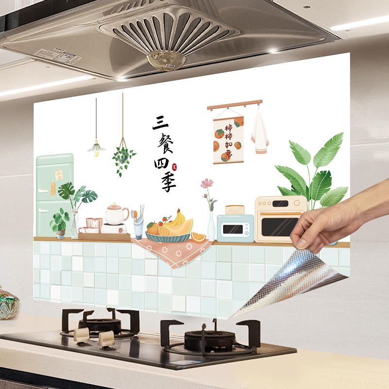 厨房防油贴纸灶台自粘墙水