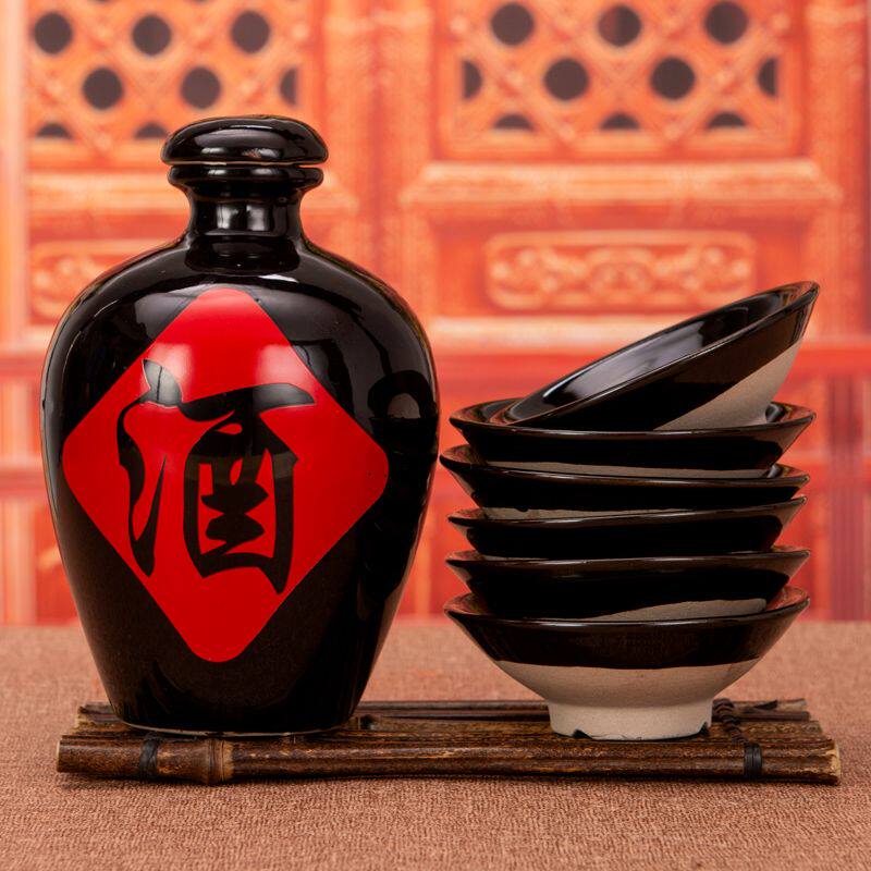 酒坛陶瓷小黑碗老式家用古代酒碗摔专用怀旧酒碗蒸肉土碗水浒复古