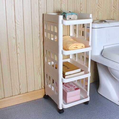 带轮移动塑料夹缝置物架