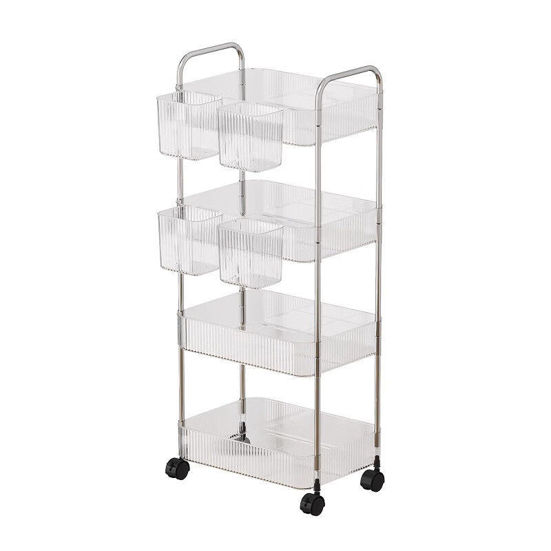 新款透明多层带轮小推车收