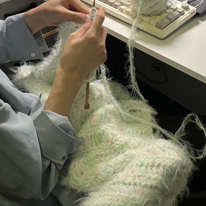 灰羽围巾线手工diy编织毛