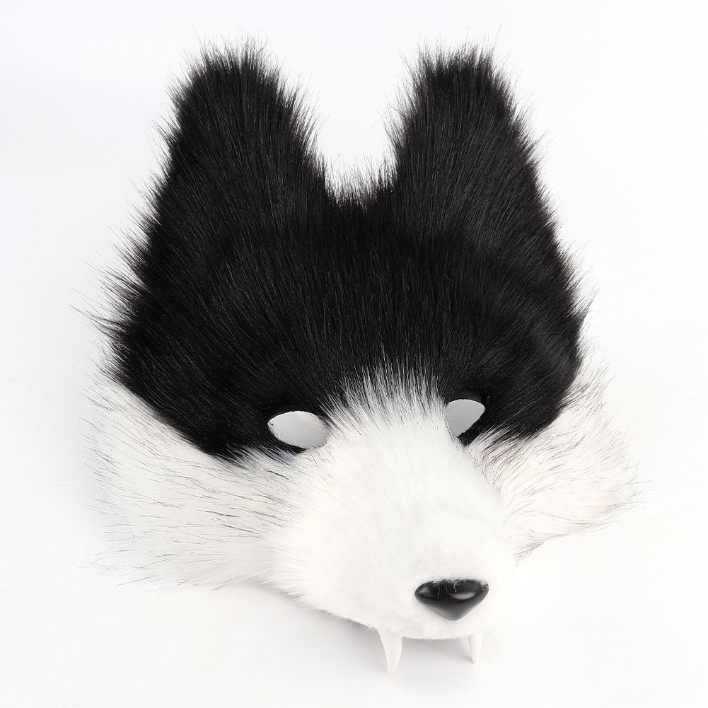万圣节仿真狼牙面具立体套装 cosplay孤狼毛绒面罩派对舞会道具
