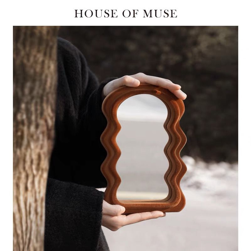 桌上复古风多色植绒梳妆镜