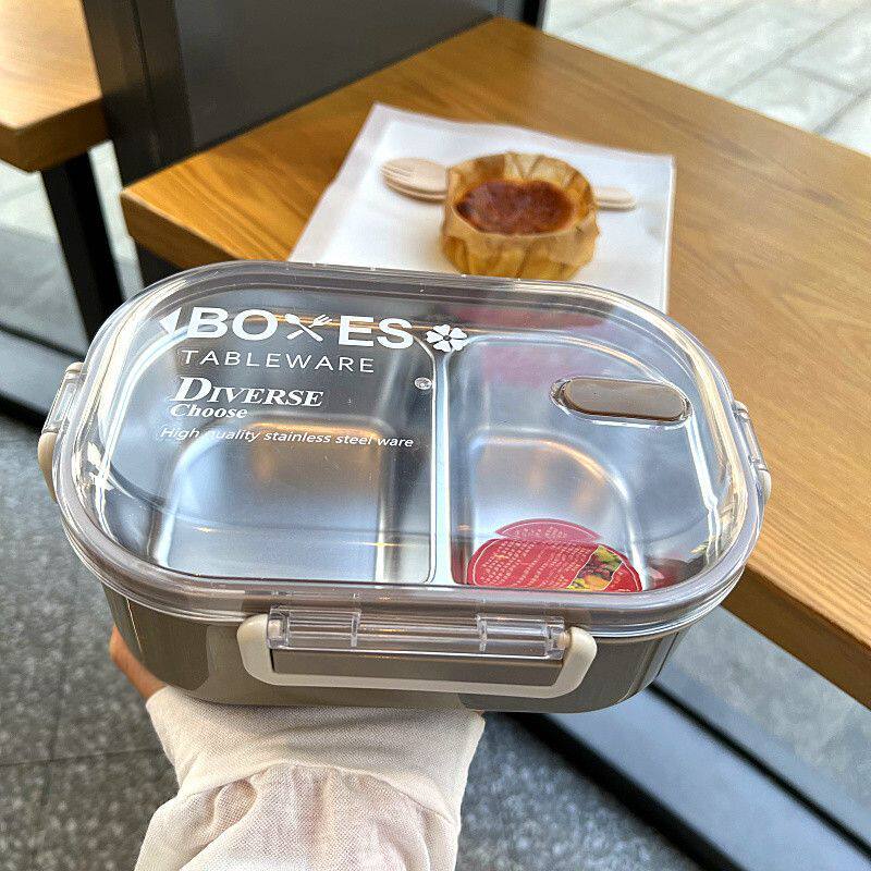 304不锈钢保温饭盒食品级小学生两格简约带汤碗上班族午餐便当盒