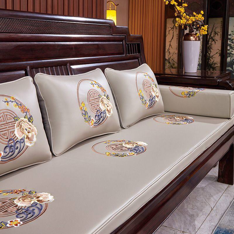 红木沙发垫四季通用双面凉席高档中式实木椅子坐垫套皮垫凉席定制