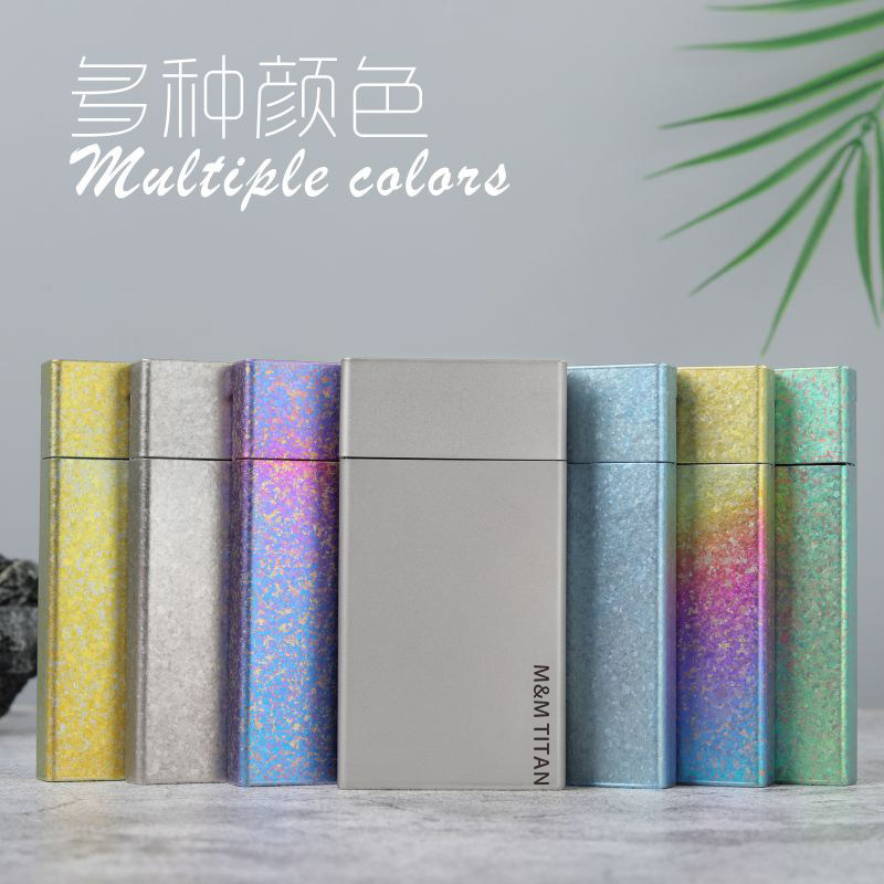 纯钛烟盒便携细支香烟盒超轻便携防挤压金属烟盒烟具香烟外盒定制