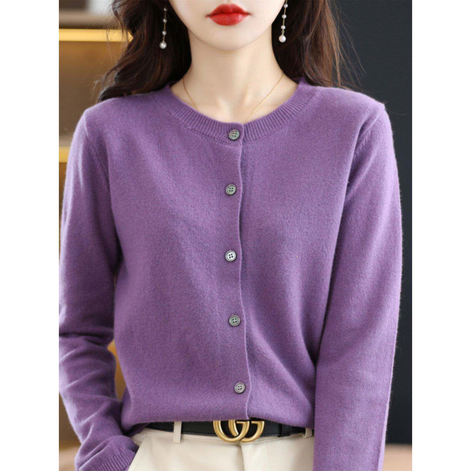 反季清仓针织开衫女羊绒衫2024秋季短款圆领宽松羊毛外套大码毛衣