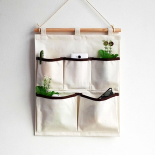 棉麻收纳挂袋悬挂式多层挂兜布艺门后杂物储物袋墙挂式收纳袋宿舍