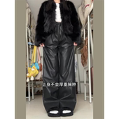 175高个子加长版 直筒拖地哑光皮裤 阔腿pu皮裤 女秋冬高腰显瘦窄版