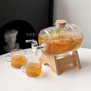水果茶桶大容量玻璃桶家用泡酒桶果汁桶带龙头冷水壶啤酒桶饮料桶