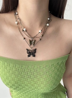 美德拉轻奢双层叠戴蝴蝶项链女士