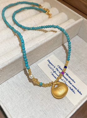 新中式多巴胺绿松石串珠项链配饰