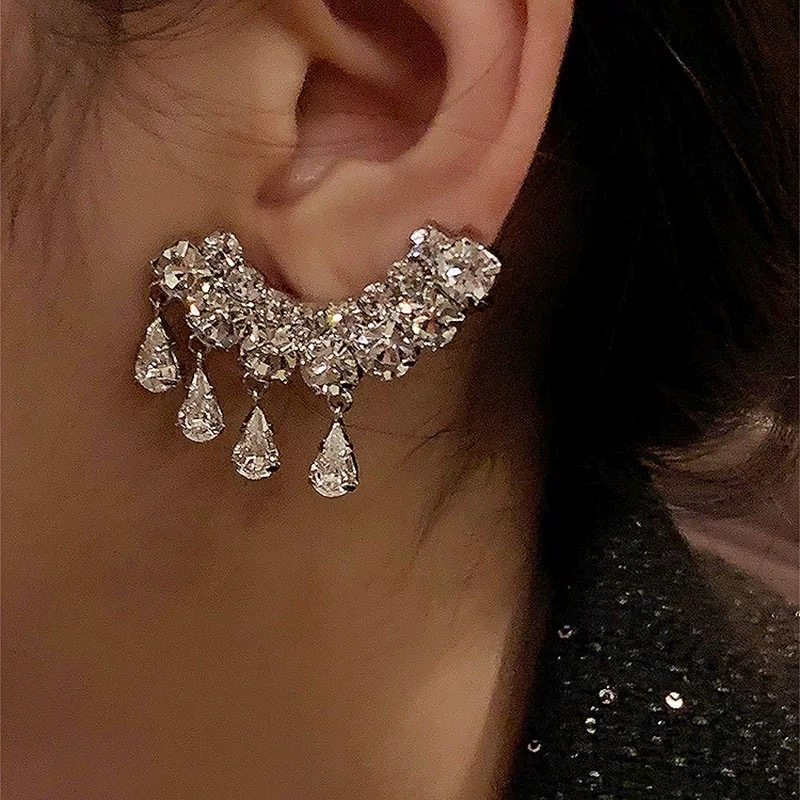 镶钻水滴弧形耳鼓夹耳环女轻奢耳钉时尚气质耳夹耳骨夹耳饰配饰,饰品/流行首饰/时尚饰品新,耳钉,淘宝优惠券,粉丝福利购,淘宝优惠卷