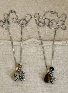 葡萄串天然石钛钢项链女不掉色