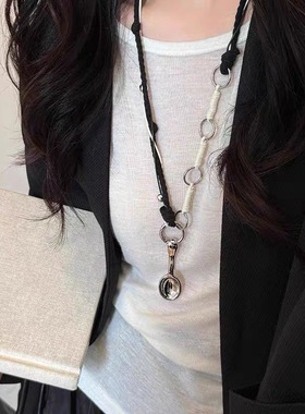 编绳勺子项链女长款复古锁骨链潮