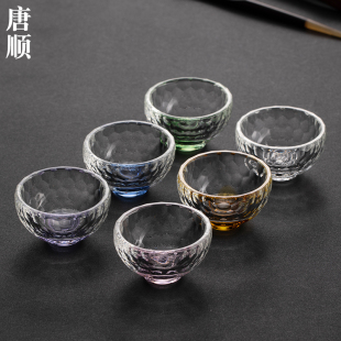 加厚耐高温茶具 水晶玻璃茶杯功夫品茗杯家用简约喝茶小杯子6个装