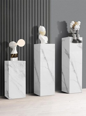 大理石底座客厅石材台立柱墩子玄关落地岩板装饰品摆件雕塑展示台