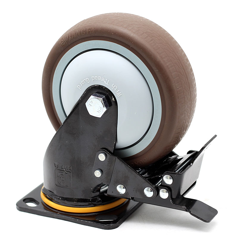 邦发脚轮4寸静音重型高弹力橡胶轱辘568寸工业手推车平板车万向轮