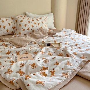 夏季云小棉大豆纤维夏凉被双人四件套可水洗机洗夏天空调薄被单人