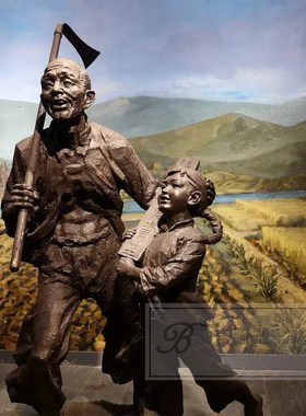 玻璃钢仿铜农耕文化雕塑铸铜人物大型民俗雕塑户外园景观落地摆件