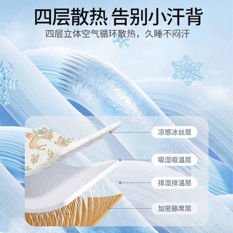 幼儿园凉席午睡专用65x120儿童床藤席子宝宝双面婴儿凉垫定制夏季