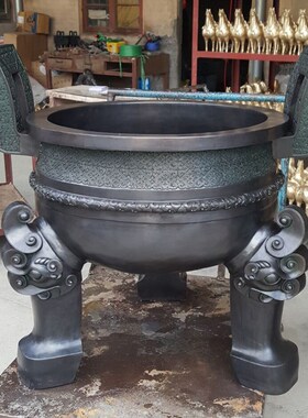 纯铜鼎摆件楚大鼎镇三足鼎盛千秋工艺品家居办公桌装饰品青铜鼎