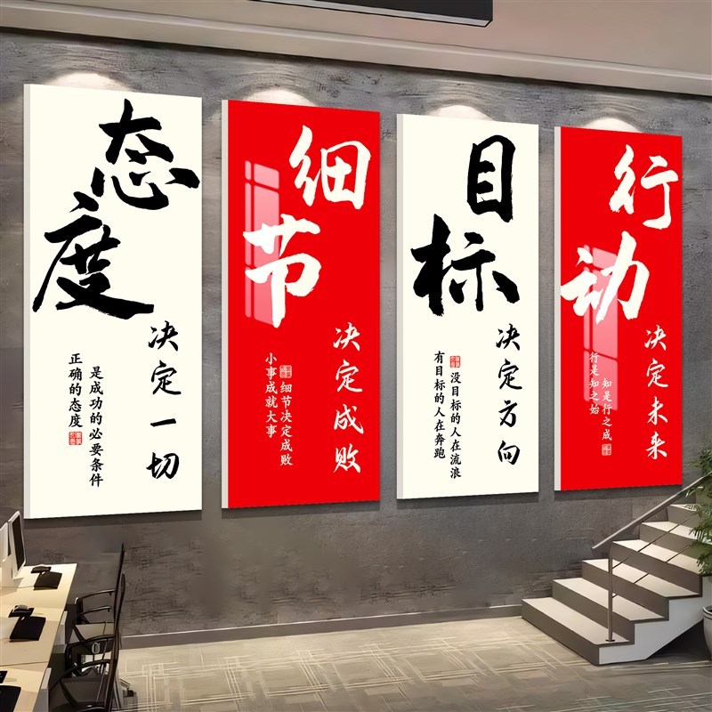 办公室墙面装饰画企业文化墙公司氛围布置形象背景墙励志标语贴纸