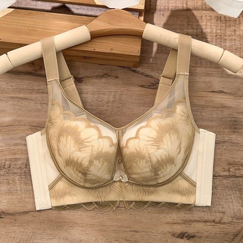 2024新款内衣女士文胸无钢圈薄款0.5cm蕾丝胸罩聚拢收副乳防走光