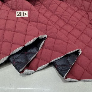 羊驼毛绒絮片夹层棉服布料菱形绗缝保暖柔软秋冬马甲棉袄服装面料