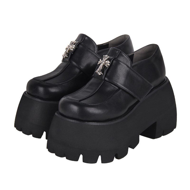 2024春季新品Lolita punkH鞋十字架配饰厚底松糕鞋155