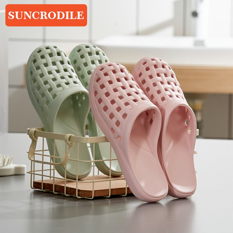 夏季洞洞浴室f洗澡家居凉拖鞋女士室内防滑包头居家塑料拖鞋家用