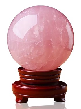 天然粉水晶球摆件粉晶水晶原石客厅办公室装饰品开业乔迁礼品