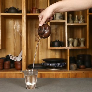 建水紫陶茶壶单壶匏尊壶容天壶非紫砂壶家用纯全手工茶壶陶瓷泡茶