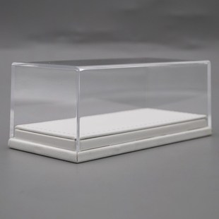 白色皮底座版1:64汽车模型展示盒陈列盒高清透明亚克力罩防尘防灰