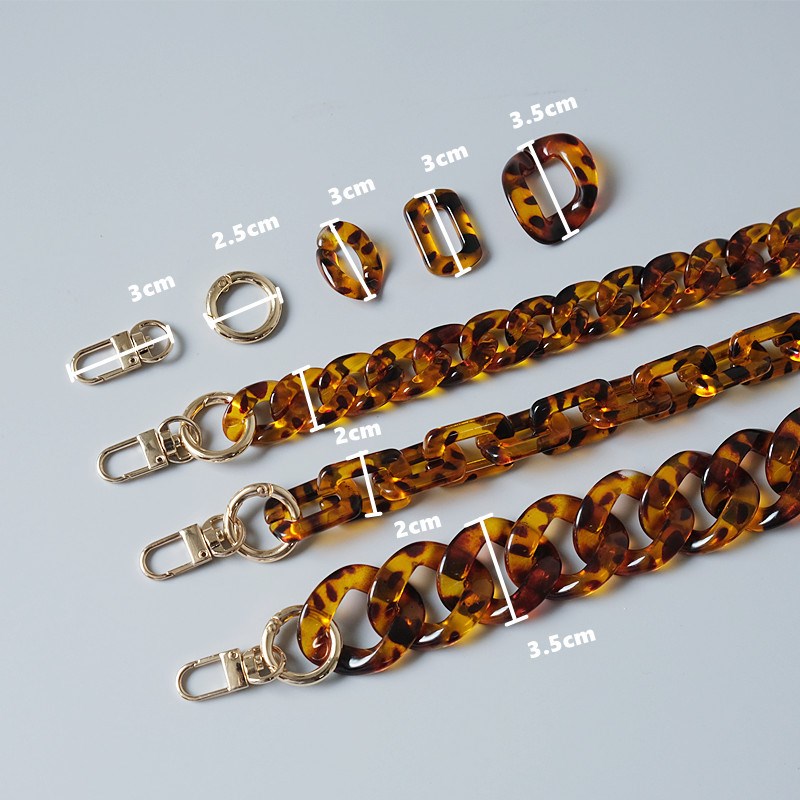 撞色亚克力包链挂饰豹纹单肩斜挎女包包包链条包带单买替换肩带潮