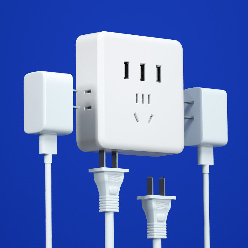 超薄魔方插座转换器带USB充电一转多孔无线插排缝隙扩展插头面板