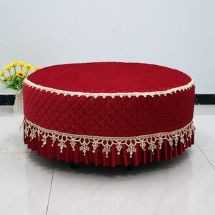 单人全包沙发凳套罩垫布 试鞋 圆形沙发套罩防滑欧式 圆凳墩脚踏换鞋