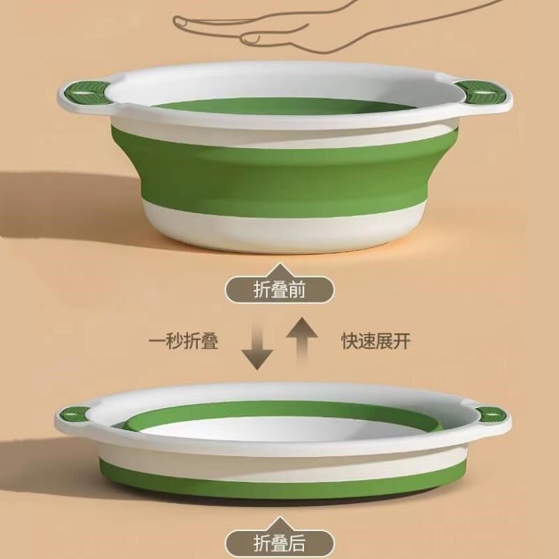 日式硅胶折叠脸盆便携式旅行加厚婴儿大人洗脚盆学生宿舍用洗衣盆