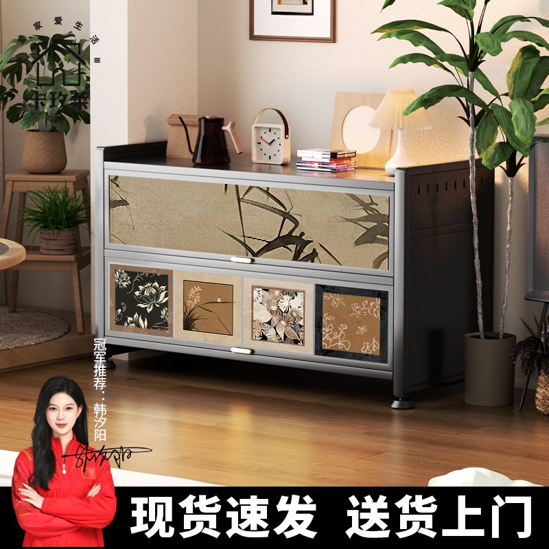 厨房钢制多功能h置物架落地多层微波炉三层柜收纳柜靠墙一体储物