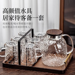 家用待客厅高级感泡茶杯具带把水壶 高硼硅耐高温玻璃喝水杯子套装