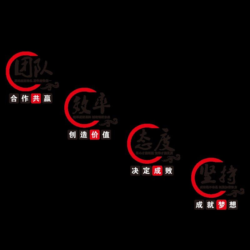 办公室楼梯墙面装饰走廊布置团队激励标语墙贴画公司企业文化背景