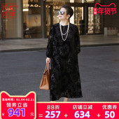 新款 大码 女装 向红同学2026早秋季 胖mm200斤丝绒时尚 长连衣裙0521