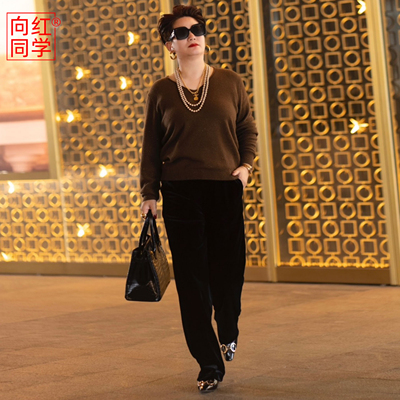 向红同学2025秋冬经典时尚百搭山羊绒V领套头保暖针织衫女SY028