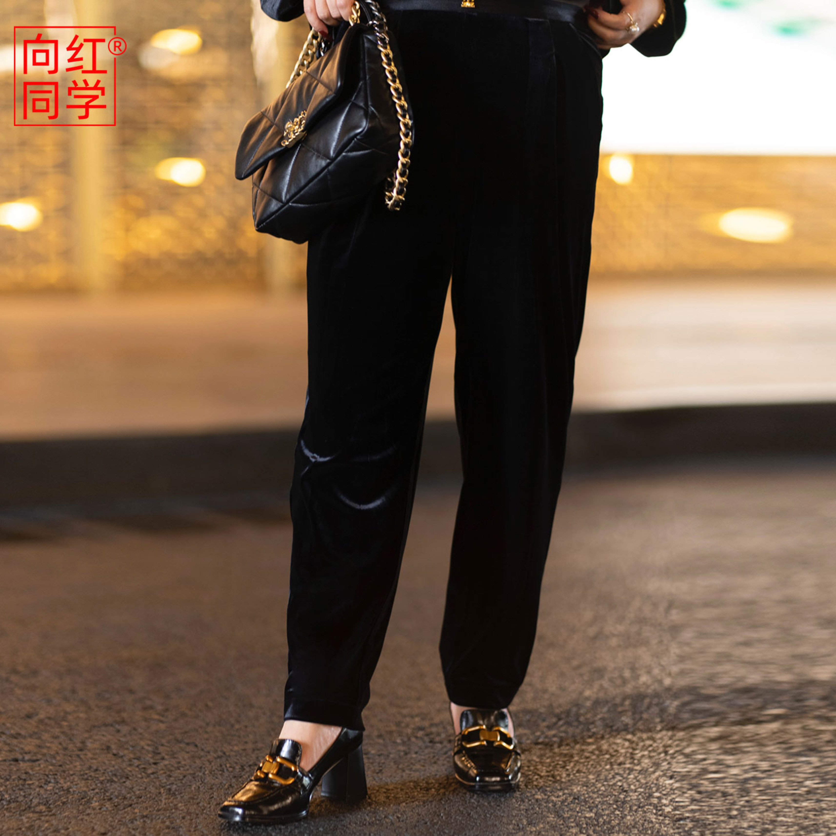 向红同学大富婆裤子女2026新款秋冬进口丝绒显瘦直筒休闲裤KZ011