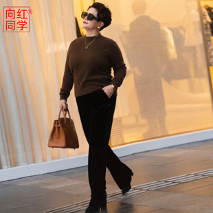 向红同学女装毛衣女款2026新款大码显瘦山羊绒半高领针织衫SY025
