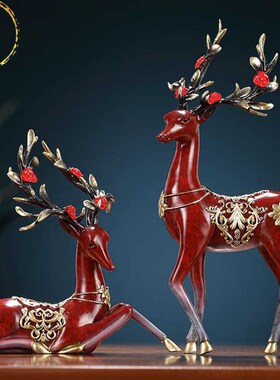 威弗列德全铜梅花鹿摆件客厅办公室装饰品新居乔迁结婚商务礼品