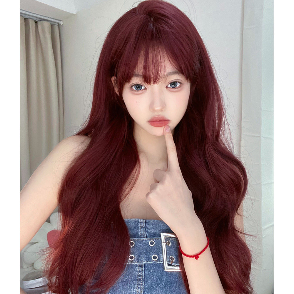束朵假发女长发长卷发Lolita红色大波浪卷S发jk假发全头套