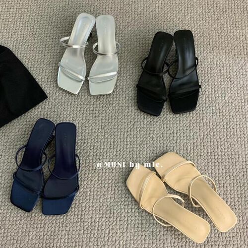设计感小众法式一字带凉鞋高跟鞋女鞋春夏季坡跟R凉拖韩版高跟拖