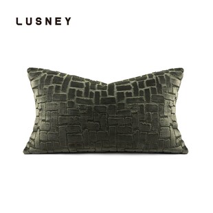 现代简约高级感割绒绿色抱枕沙发客F厅靠垫几何抽象样板房床上腰