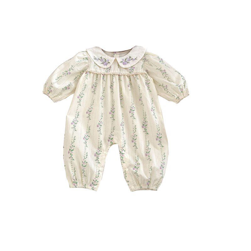 2025婴儿春装包屁衣爬服女宝宝公主田园风碎花连体衣春秋外出哈衣